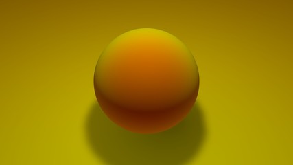 3D Illustration of a perfect yellow ball. A sphere on a bright yellow surface. 3D rendering of the object geometry of monotonous color, futuristic background, abstraction. Wallpapers for your desktop.