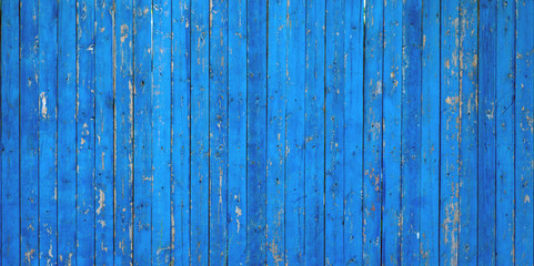 Fototapeta na wymiar Wooden blue fence plank texture structure nature background