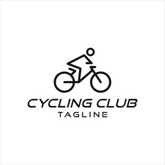 people cycling, people riding bicycle logo illustration vector icon template