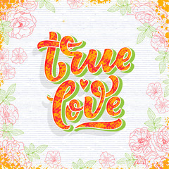 Hand drawn lettering composition, typography poster for Valentines Day, cards, prints.