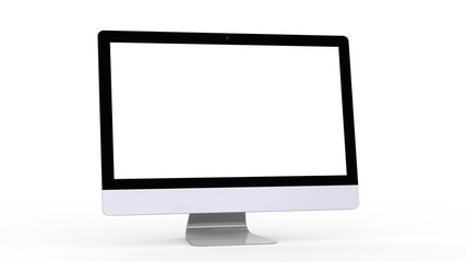 flat monitor white screen computer, pc display digital wide screen and slim