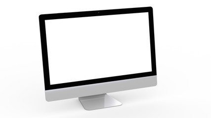 flat monitor white screen computer, pc display digital wide screen and slim