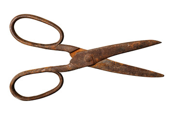 Old rusty tailor scissors - obrazy, fototapety, plakaty