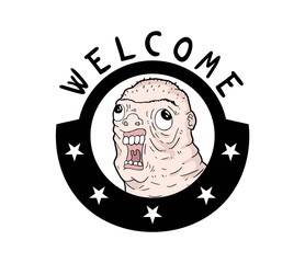 Welcome message with funny face