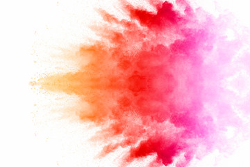 Explosion of multicolored dust on white background. - 278991855