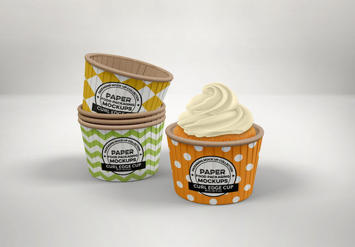 Curl Edge Paper Cups Mockup