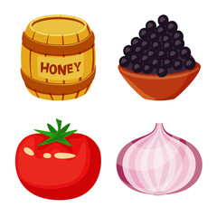Isolated object of food and flavors logo. Set of food and ingredient stock vector illustration.