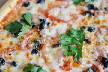 pizza with mushrooms and cheese