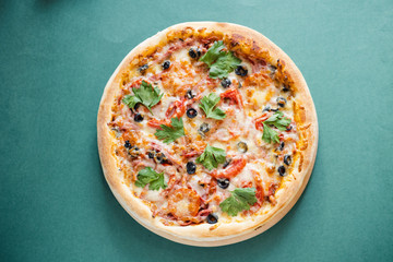 pizza with mushrooms and cheese