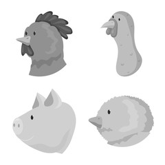 Isolated object of countryside and homestead symbol. Collection of countryside and breeding stock symbol for web.