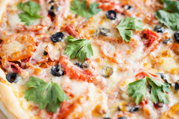 pizza with mushrooms and cheese