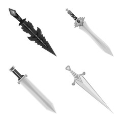 Isolated object of sharp and blade logo. Set of sharp and dagger vector icon for stock.