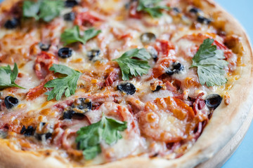 pizza with mushrooms and cheese
