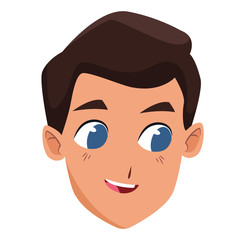 Fototapeta premium Young man face smiling cartoon isolated