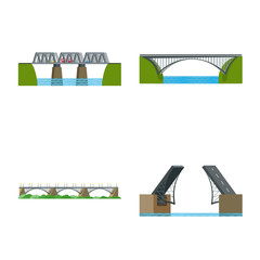 Vector design of bridgework and bridge symbol. Set of bridgework and landmark vector icon for stock.