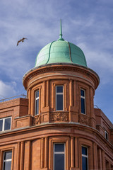 Building and blue sky with seagull