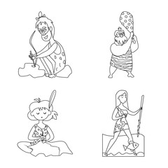 Isolated object of primitive and archeology symbol. Set of primitive and history vector icon for stock.