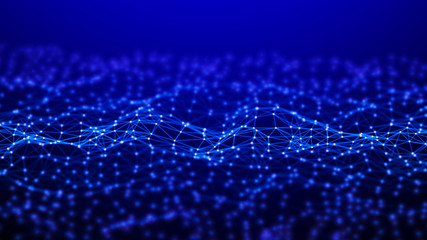 Network connection dots and lines. Technology background. 3d rendering.