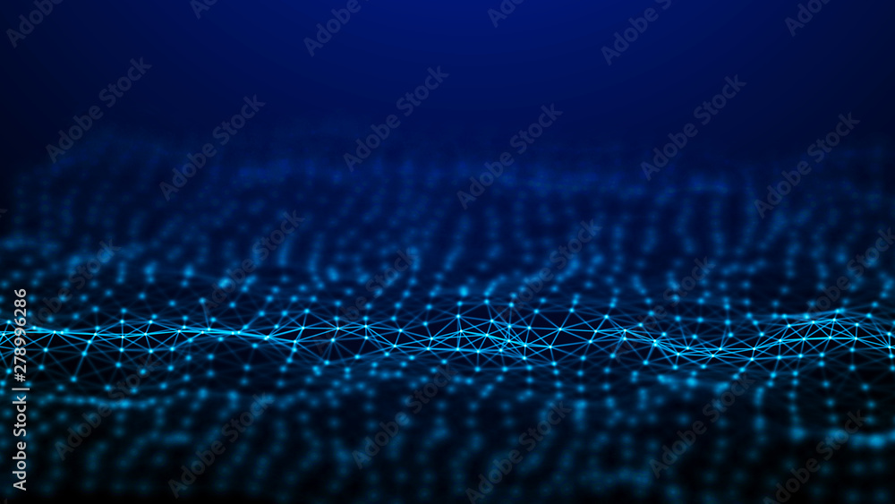 Poster Network connection dots and lines. Technology background. 3d rendering.