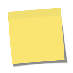 Yellow paper sticky note glued to the surface isolated on white background. Vector illustration.