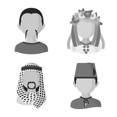 Vector design of person and culture symbol. Collection of person and race stock symbol for web.