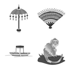 Vector design of asian and geography logo. Collection of asian and tourism stock vector illustration.