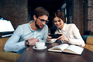 young couple in cafe