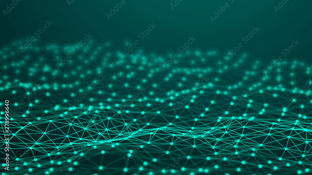 Aufkleber Network connection dots and lines. Technology background. 3d rendering.