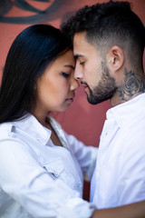 young mix beautiful couple Filipine and European 