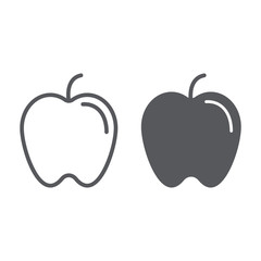 Apple line and glyph icon, food and vitamin, fruit sign, vector graphics, a linear pattern on a white background.