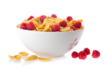 Bowl of Cornflakes and Raspberries