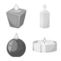 Vector illustration of paraffin and fire symbol. Set of paraffin and decoration stock vector illustration.