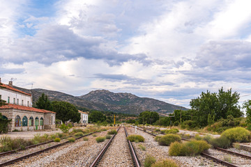 Fototapeta na wymiar Abandoned train track