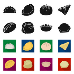 Vector illustration of products and cooking symbol. Collection of products and appetizer stock symbol for web.