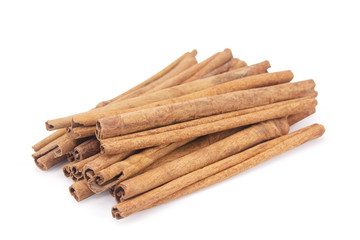 Cinnamon sticks isolated on white background with clipping path.