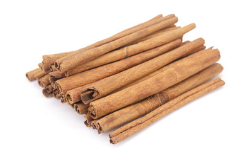 Cinnamon sticks isolated on white background with clipping path.