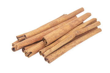 Cinnamon sticks isolated on white background with clipping path.