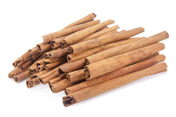 Cinnamon sticks isolated on white background with clipping path.