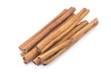 Cinnamon sticks isolated on white background with clipping path.