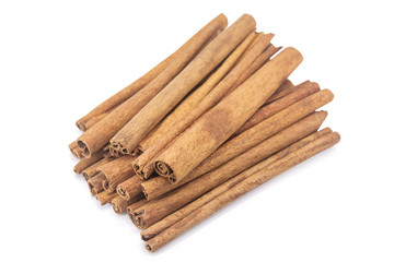 Cinnamon sticks isolated on white background with clipping path.