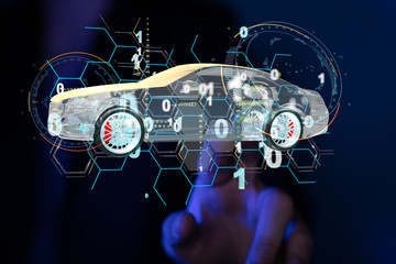 digital car technology smart in virtuel room