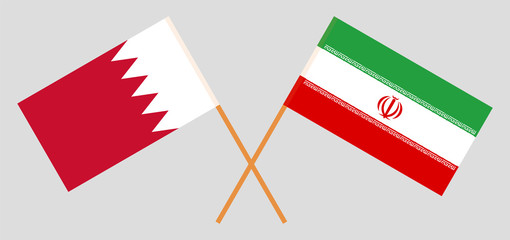 Bahrain and Iran. Crossed Bahraini and Iranian flags