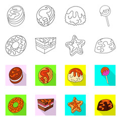 Vector design of confectionery and culinary icon. Collection of confectionery and product stock symbol for web.
