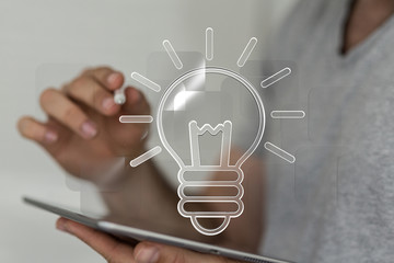 Bright idea in hand concept design art.