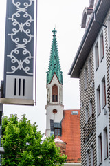 a church tower in Riga, Latvia