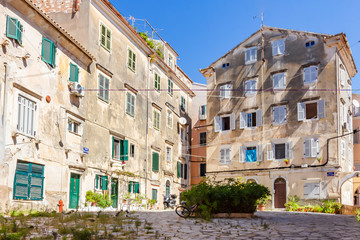 A small square in center of Corfu Town, Corfu, Greece