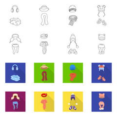 Vector design of clothes and texture logo. Set of clothes and weather stock vector illustration.