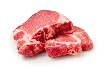 Raw pork isolated on white background.