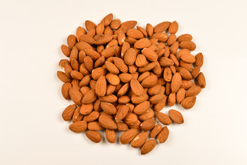 Almonds isolated on white background.