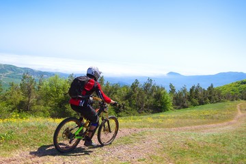 Mountain biker on a trail